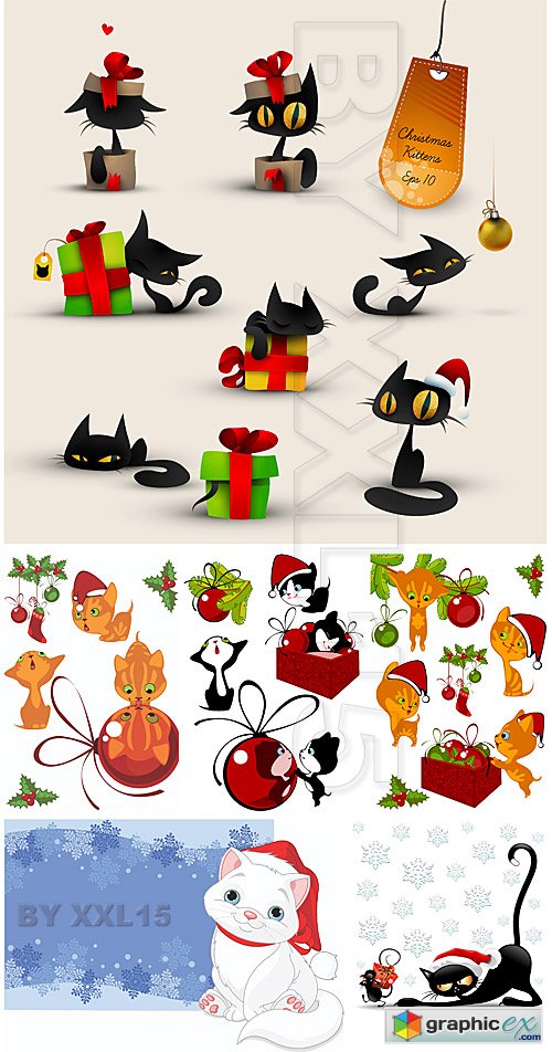 Vector Christmas kittens